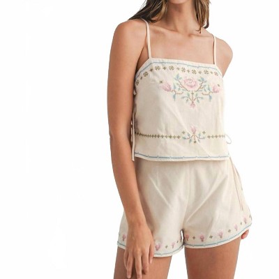 Women's Belrose Embroidered Crop Top And Shorts Set - MABLE