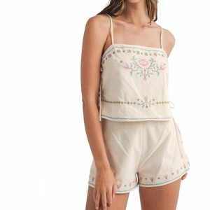 Women's Belrose Embroidered Crop Top And Shorts Set - MABLE - 1 of 4