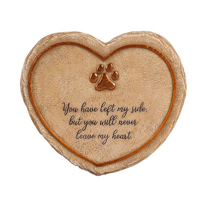 11" Heart Shaped Pet Memorial Garden Stone, Never Leave My Heart