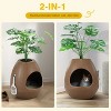 LunaLulinlk Brown artificial plant cat litter box with deodorizing scoop - 3 of 4