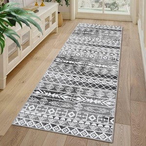 Modern Geometric Area Rug for Living Room, Plush & Soft Faux Wool,Machine Washable Non-Slip Large Carpet - 1 of 4