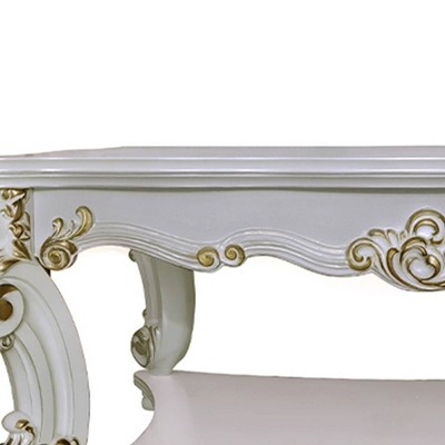 Vendome Antique Pearl Square Coffee Table with Scrolled Legs