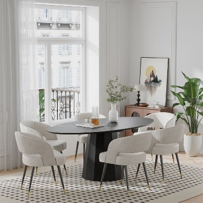 Conical Cylindrical Polygonal Wooden Color With Oblique Cut Edge Elliptical Dining Table (Conical Base).