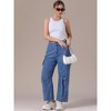 INSPIRE CHIC Women's Straight Wide Leg High Waist Baggy Cargo Denim Pants with Pockets - 3 of 4