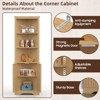 67" Tall Corner Cabinet, 5-Tier Fluted Storage Cabinet with Adjustable Shelves, Natural Oak - 3 of 4