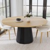 PexFix 60 in.H Solid Wood Round Dining Table Kitchen Table for 6-8 with Tabletop and Tapered Base for Living/Dining Room Coffee Office in Natural - 3 of 4