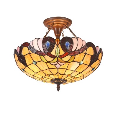 Chloe Lighting Anna Victorian 2 Light Dark Bronze Semi-Flush Ceiling Fixture 16" Wide