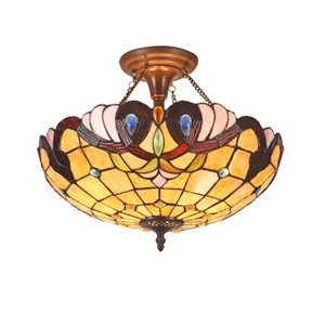 Chloe Lighting Anna Victorian 2 Light Dark Bronze Semi-Flush Ceiling Fixture 16" Wide - 1 of 3