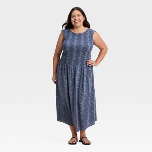 Women's Smocked Midi A-Line Dress - Universal Thread™ - 1 of 3