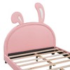Sapphtopaz Platform Bed Frame with Rabbit Ornament Headboard, PU Leather Upholstered Bed Frames with Slats Support for Kids Bedroom, Gray - 2 of 4