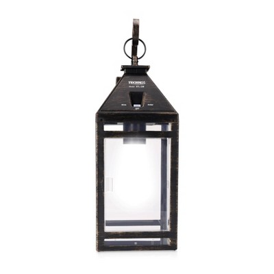 Black Solar LED Hanging Lantern with Wall Bracket