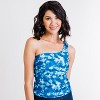 Calypsa Women's Plus Size One Shoulder Layla Crop Swim Top WIth Built In Bra - 4 of 4