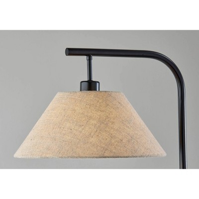 Black Metal Floor Lamp with Light Brown Fabric Shade