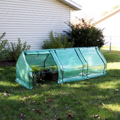 Sunnydaze Green 106" Polyethylene Mini Cloche Greenhouse with Iron Frame
