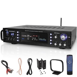 Pyle Wireless Bluetooth Home Stereo Amplifier - Hybrid Multi-Channel 3000 Watt Power Amplifier - 1 of 4