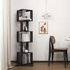 SEVOBAL Decorative Bookshelf 5 Tier Rotating Bookcase with Acrylic Panels Large Capacity Storage Rack for Living Room, Black, 19.68"*19.68"*63" - 3 of 4