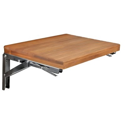 HomeRoots 30" Brown Premium Wall Mount Teak Shower Bench