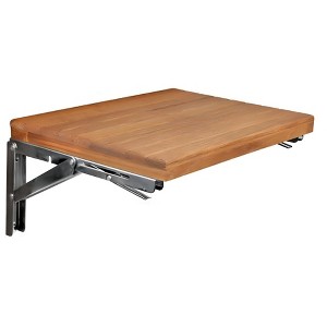 HomeRoots 30" Brown Premium Wall Mount Teak Shower Bench - 1 of 4