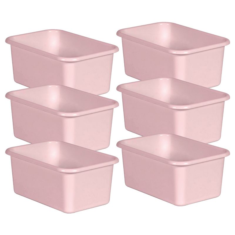 Teacher Created Resources® Blush Small Plastic Storage Bin, Pack of 6, 1 of 3