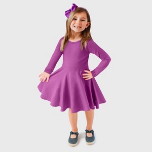 City Threads Girls Soft Jersey 100% Cotton Long Sleeve Skater Dress - USA-Made Twirly Dress for Toddlers/Kids - 1 of 4