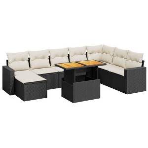vidaXL Garden Sofa Set Black and Cream White PE Rattan Phase - 1 of 4