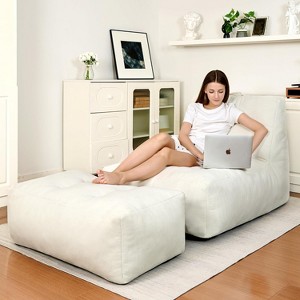 Hooseng Giant Bean Bag Chair with Ottoman, Lounge Beanbag Lounger for Adults, Oversized Beanbag Lazy Floor Sofa for Living Room, Bedroom - 1 of 4