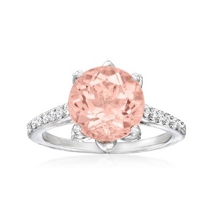 Ross-Simons 3.60 Carat Morganite Ring With .68 ct. t.w. Diamonds in 18kt White Gold Size 6 - 1 of 4
