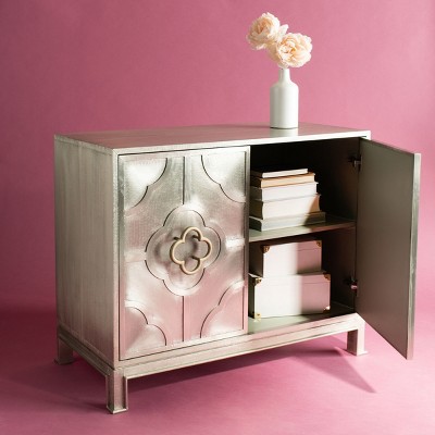 Antonella 42'' Silver Metal Chest with Quatrefoil Hardware