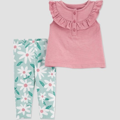 Carter's Just One You® Baby Girls' Floral Top & Bottom Set - Pink/Green 3M