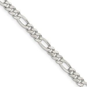 Black Bow Jewelry 4.75mm, Sterling Silver, Pave Flat Figaro Chain Necklace - 1 of 4