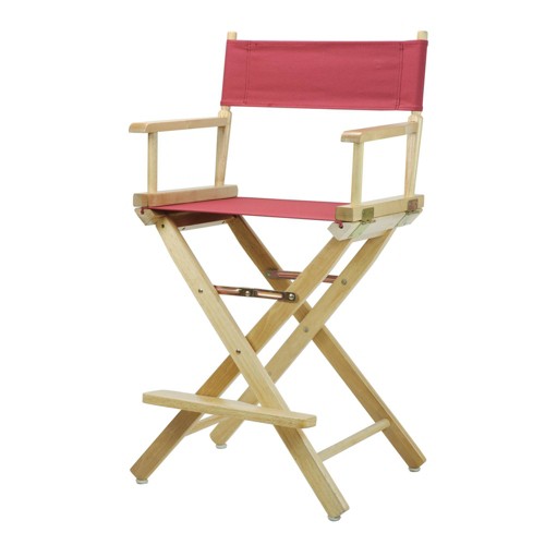 Director's Chair Counter Height Canvas Burgundy/Natural Flora Homes, Red