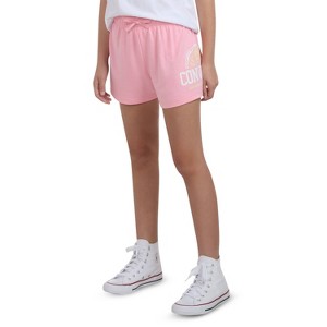 Converse® Girls' Stretch French Terry Shorts - Pink - 1 of 4
