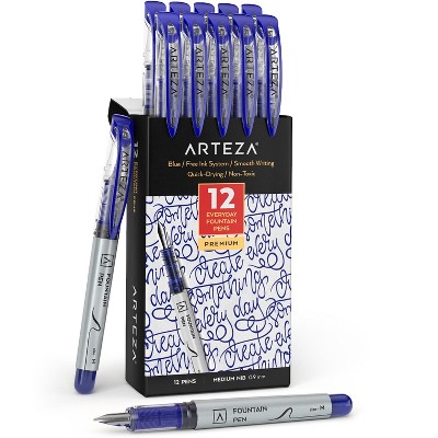 Arteza Disposable Fountain Pens, Blue - 12 Pack (ARTZ-4384)