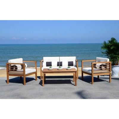 Barcelona Coastal Chic 4-Person Black & White Outdoor Seating Set