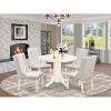 HomeStock 5-Piece Buttermilk and Cherry Finish Solid Wood Top Dining Table with 4 Parson Chair - 2 of 4