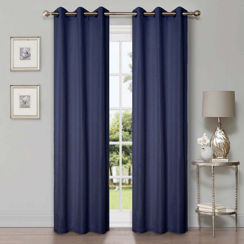 Classic Linen Design Room Darkening Semi-Blackout Curtains, Set of 2 by Blue Nile Mills, 1 of 6