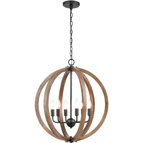 Elk Home Barrow 6 - Light Chandelier in  Birchwood/Matte Black - image 1 of 3