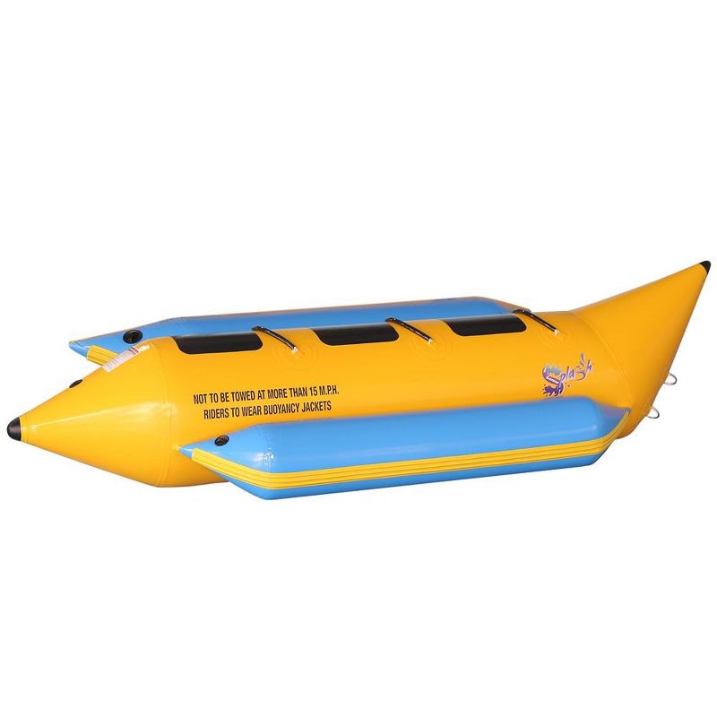 SereneLife Person Inflatable Banana Boat, Includes Storage Bag, Foot Pump, and Repair Kit, Tough and Thick, Reinforced Seats and Foot Areas, 1 of 8