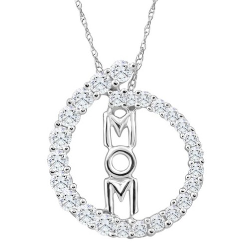 Diamond Letter K Necklace 1/10 ct tw Round-cut Sterling Silver 18