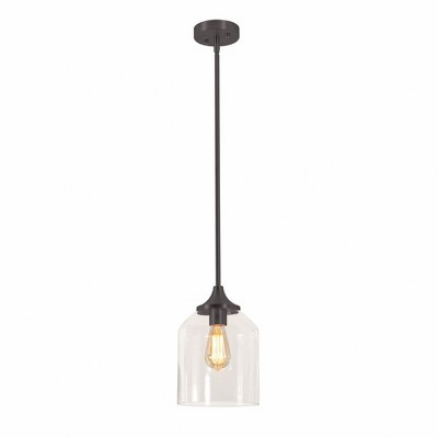 William Mini Black Glass Bell Pendant Light for Indoor/Outdoor