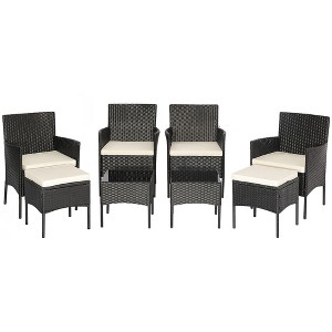 Tangkula 8PCS Outdoor Conversation Furniture Set Patio PE Rattan Sofa Set w/ Tables & Ottoman - 1 of 4