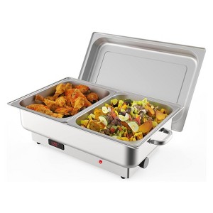 9QT Electric Chafing Dish Buffet Set - Stainless Steel Food Warmer with Temperature Control Display & Half-Size Pan for Catering & Parties - 1 of 4