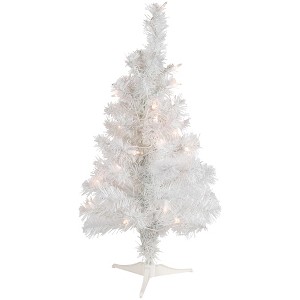 Northlight 2' Pre-Lit Slim Tinsel Artificial Christmas Tree- Clear Lights - 1 of 4