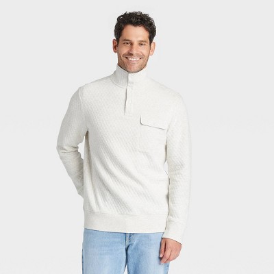 Men's 1/4 Snap Standard Fit Sweatshirt - Goodfellow & Co™ Beige M