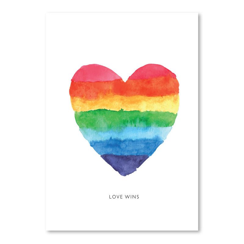 Americanflat Motivational Minimalist Love Wins Watercolor Rainbow Heart By Motivated Type Poster, 1 of 6