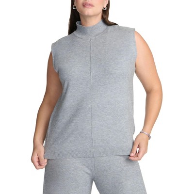 ELOQUII Elements Women's Plus Size Turtleneck Sleeveless Sweater