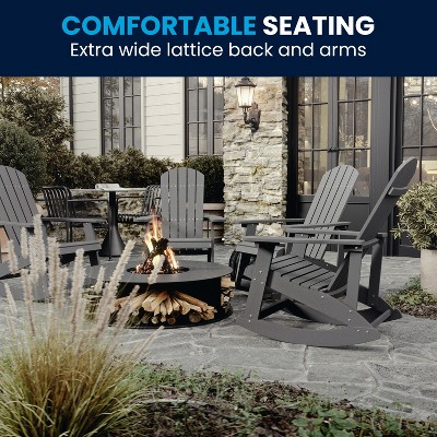 Savannah Light Gray Poly Resin Rocking Adirondack Chair