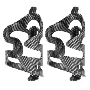 Unique Bargains Bicycle Water Drink Cup Bottle Holder Cages Rack Carbon Fiber Pattern Black 2 Pcs - 1 of 4