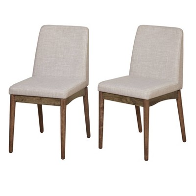 Buylateral Set of 2 Element Mid Century Modern Upholstered Dining Chairs Walnut: Mid-Century Modern, Rubberwood Frame, 250lb Capacity