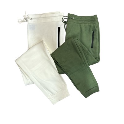 Mens 2 Pack Joggers Olive and White Ultra Soft Joggers